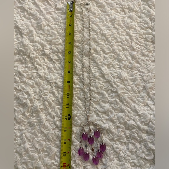 Vintage Sarah Conventry purple chandelier style long silver necklace - Picture 2 of 5